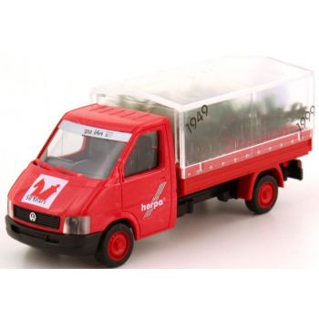 VW LT (LT2) Pritsche/Plane, 16. Herpa IAA 1999 - 50 Jahre 1949 1999, mit transparenter Plane beladen mit Tannenbaum