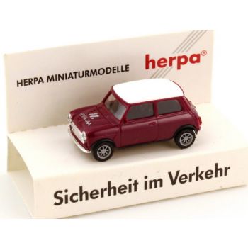 Austin Mini Cooper, 11. Herpa IAA - Spielwarenmesse 1994, violett mit weißem Dach, beiliegend Kondom
