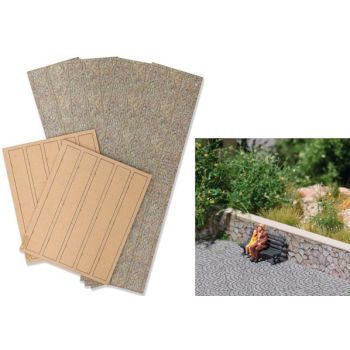 Steinmauer mit detailreicher Steinoptik, universell einsetzbar, Bausatz enthält 10 stabile Dekorplatten je 100 x 5 x 14 mm