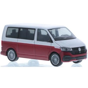 VW T6.1 Bus, zweifarbig, reflexsilber/fortanarot