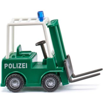 Gabelstapler der Polizei, grün mit Blaulicht, Spezialgefährt der Bereitschaftspolizei, Baujahr 1960-1972