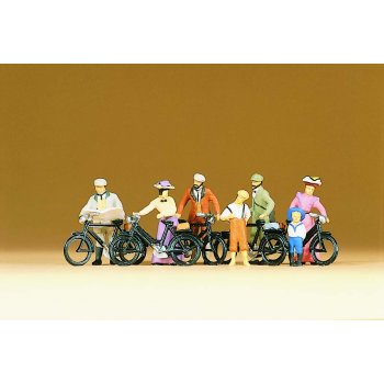 Stehende Radfahrer um 1900