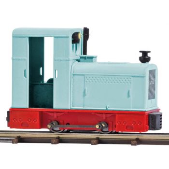 Diesellok Deutz OMZ 122 F mit funktionierendem Scheinwerfer. Geschlossene Audführung. Achsfolge B. Länge: 43 mm.