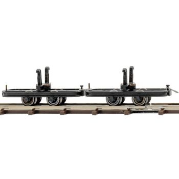 Zwei 2-achsige Rungenwagen zum Transport von Langgut, Länge je Wagen 29 mm