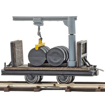 Kranwagen mit 2 Fässern, Wagenlänge 38 mm
