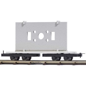 Feldbahn-Drehgestellwagen beladen mit Betonelement, Länge 60 mm