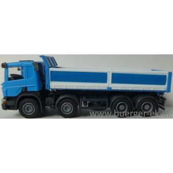 Scania Kipper LKW, 4achsig, blau/weiß