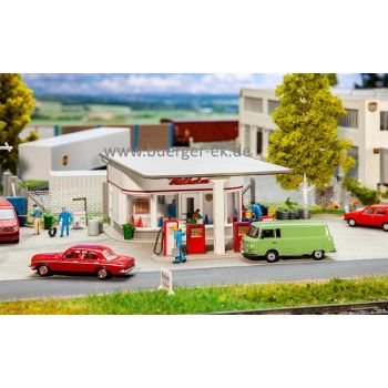 Tankstelle 50er Jahre, Bausatz, Maße: 14,1 x 9,7 x 5,3 cm