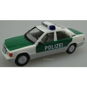 Mercedes-Benz 190 E, Polizei Stuttgart, grün/weiß mit Blaulichtbalken und Dachkennung S-2375