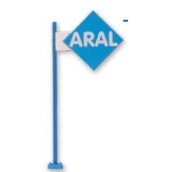 ARAL Schild mit LED-Beleuchtung. Wartungsfrei LED - Beleuchtung. Mit Patentsteckfuß für eine besonders einfache Montage. Schild 1,5x1,5x1,5 cm,