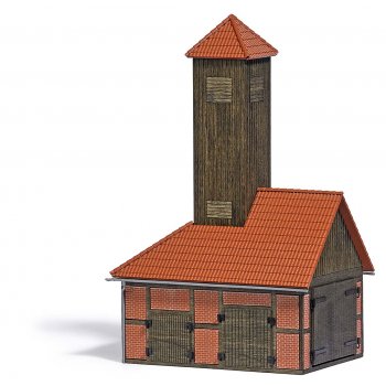 Feuerwehrgebäude, Bausatz, Größe 10,3 x 7,4 x 15,8 cm