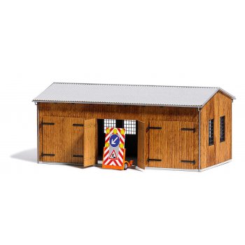 Fahrzeughalle, 175x100x76 mm, Tore zum öffnen, (Bausatz)