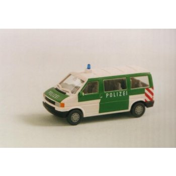 VW T4 Bus AUTOBAHNPOLIZEI, grün/weiß mit rot/weißer Warnschraffur am Heck