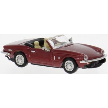 Triumph Spitfire, Cabrio, dunkelrot metallic, Verdeck offen, Baujahr 1974