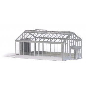 Gartencenter / Gewächshaus, Stahlkonstruktion mit Verglasung, Oberlichter zum öffnen, Größe: 14,2 x 9 x 6 cm, Bausatz