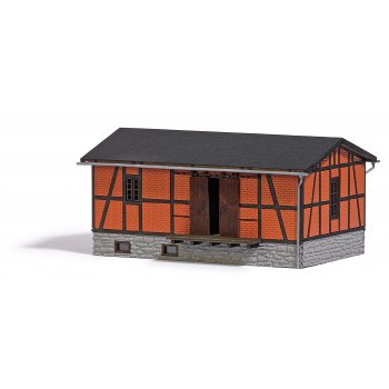 Verladeschuppen, Fachwerkbauweise mit Ziegelmauerwerk, Bausatz, 11,3 x 7,6 x 5,4 cm