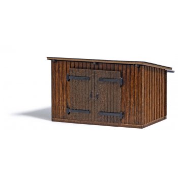 Holzschuppen mit Schrägdach, Bausatz, Größe: 5,9 x 4,3 x 3,7 cm