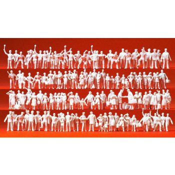 Bahnpersonal und Reisende, 120 UNBEMALTE Figuren