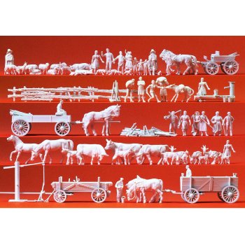 Ländliche Gruppen, 60 UNBEMALTE Figuren