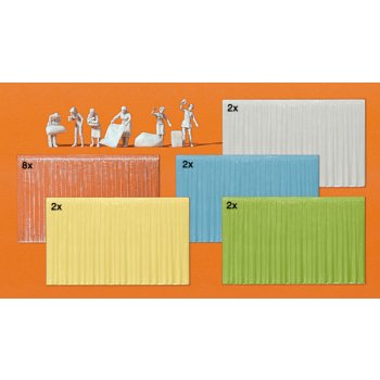 Am Fenster: 6 unbemalte Miniaturfiguren. 16 Vorhänge 67 x 41 mm in 5 verschiedenen Farben, Bausatz