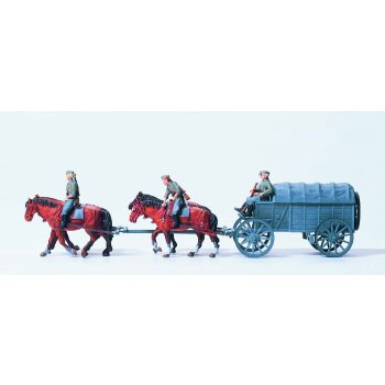 Pferdegespann Schwerer Heeresfeldwagen, UNBEMALTE Figuren