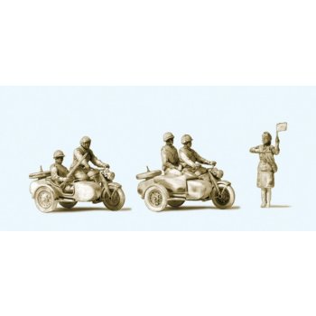 Kradfahrer, Motorrad Zündapp KS750, UdSSR, 5 unbemalte Figuren, Bausatz