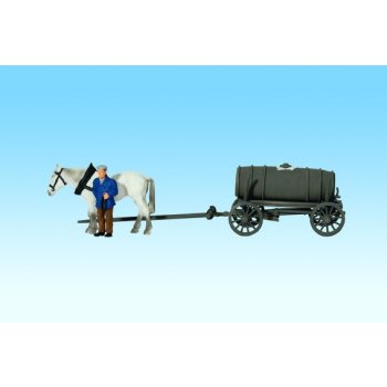 Jauchewagen mit Pferd und Figur