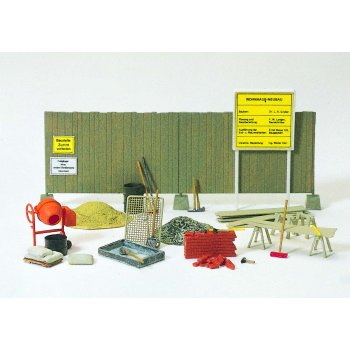 Betonmischer, Bauzaun, Werkzeug usw.