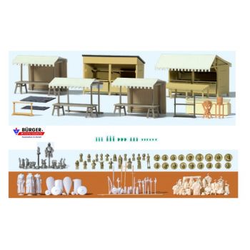 Verkaufsstände und Zubehör Mittelaltermarkt, Bausatz