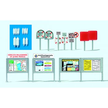 Informations-Schaukästen, Rettungsringe, Fender, Schilder Badebetrieb, Bausatz