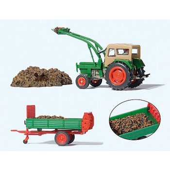 Deutz D 6206 Ackerschlepper mit Baas-Lader, Dungstreuer und Dung, Fertigmodell