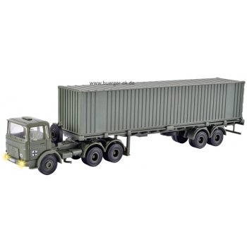 MAN Container-Sattelzug, Bundeswehr, oliv, Funktionsbausatz, mit LED-Licht