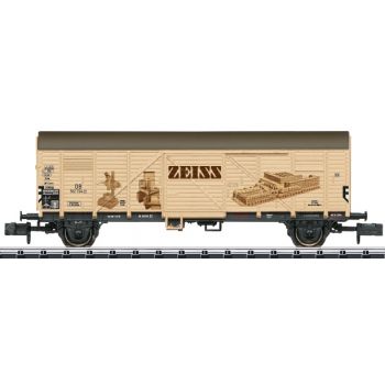 Museumswagen Minitrix 2024, Gedeckter Güterwagen Bauart Glmhs Leipzig, Carl Zeiss - Oberkochen, Spur N
