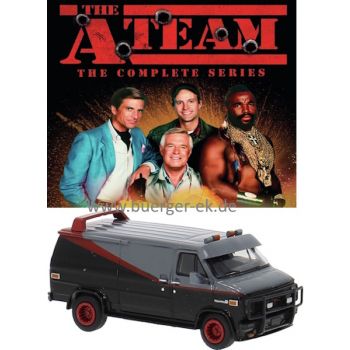 GMC Vandura mit Spoiler, schwarz mit grau/rotem Design bekannt aus dem Film das A-Team, Baujahr 1983