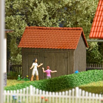 Geräteschuppe aus Echtholz, Bausatz, Größe: 46 x 34 mm, Höhe 42 mm