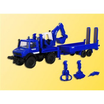MB Unimog mit Aufbaubagger und Geräteanhänger, THW