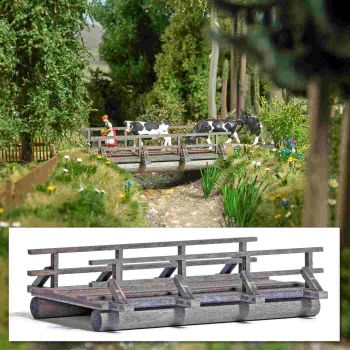 Holzbrücke, Bausatz für eine kleine Brücke aus echtem Holz, Größe: 73 x 54 x 19 mm