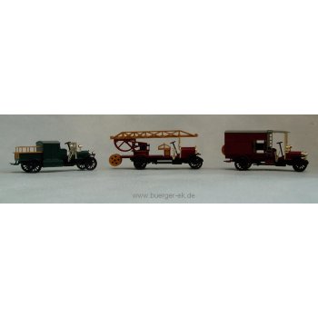 Feuerwehr Oldtimer Modellauto-Set  I, 3 Modelle - Feuerwehr aus Metall