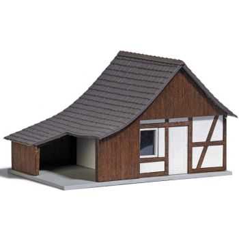 Schuppen in Fachwerkbauweise aus echtem Holz, Bausatz 78 x 51 x 48 mm