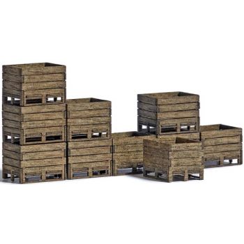 Erntekisten-Set, 10 Kisten aus echtem Holz für Landwirtschaft und Industrie, Bausatz, Größe jeweils 14 x 11 x 10 mm