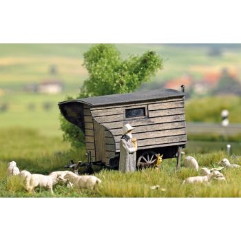 Schäferwagen, Anhänger, Bausatz aus echtem Holz, Größe 44 x 25 x 30 mm