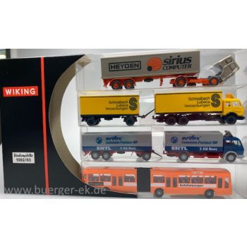 Set: MAN F8 HEYDEN sirius Computer, Mercedes Ertl ertex Moers, Mercedes SK Schmalbach Lubeca Verpackungen, 1 Mercedes Gelenkbus eberspächer 8 Stadion