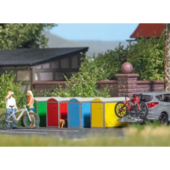 4 Fahrradboxen, 4 bunte Fahrradgaragen aus hochwertigem Laser-Cut-Material, Bausatz