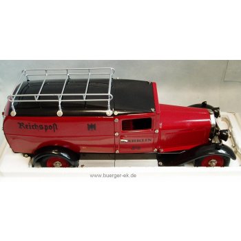 Reichspost-Paketauto, weinrot, mit Uhrwerkantrieb, Feinblechmodell, 38,5 cm
