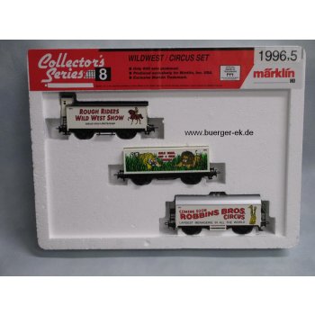 Wildwest Circus Set, U.S.A., Inhalt 3 bunt bedruckte Wagen: (4680) Rough Riders Wild West Show, (4481) Cole Bros-Big, (4415) Robbins Bros Circus,