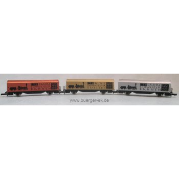 Schweizer Bahnen 150 Jahre, Set mit 3 verschiedenen Schiebewandwagen (8656) in gold/silber und bronze mit wechselseitiger Bedruckung !