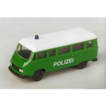 Hanomag F35 Bus der POLIZEI, grün mit weißem Dach, mit schwarzen Felgen