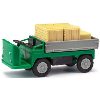 E-Karre Balkancar beladen mit Kisten, grün/grau, Baujahr  1969