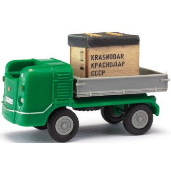 Multicar M21 beladen mit Holzkiste, grün/grau, Baujahr  1956