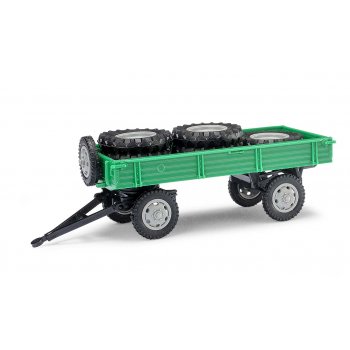 Anhänger T4 mit Ladung, grün mit grauen Felgen